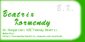 beatrix kormendy business card